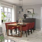 IKEA MÖRBYLANGA/MARENAS yemek masası takımı meşe kaplama kahverengi-siyah/Gunnared kırmızı -kahverengi - 19520091