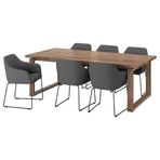 IKEA MÖRBYLANGA/TOSSBERG yemek masası takımı meşe kaplama kahverengi-gunnared koyu gri - 09569323