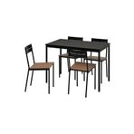 IKEA Mutfak Masası Takımı, Siyah-Kahverengi, 4 Sandalyeli