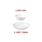 IKEA Quality 6 Adet 15 Cm Kase 6 Adet Çap 20 Cm Yemek Tabağı Cam Beyaz