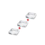 IKEA QUİCK 3 Adet Blok Mum Tabağı 10x10x1,5 Cm Şeffaf Cam Mumluk Mum Altlığı