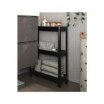 Ikea Quick 3 Katlı Tekerlekli Banyo Rafı 54X18X71 Cm Plastik Mutfak Rafı Siyah Raf Düzenleyici