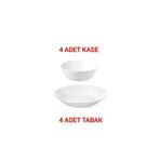 IKEA QUİCK 4 Adet Çap 20 Cm Yemek Tabağı 4 Adet Çap 15 Cm Kase Temperli Cam