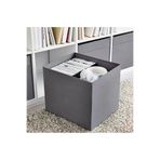 IKEA QUİCK Kare Saklama Kutusu 33x38x33 Cm İkea Düzenleyici Kutu Düz Koyu Gri Polyester Organizer