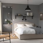 IKEA RAMNEFJALL/LINDBADEN çift kişilik karyola kilanda açık bej - 59560160