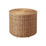 IKEA Rattan, Kapaklı Saklama Gözlü Puf , El Yapımı Saklama Kutusu