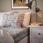 IKEA RODGERSIA lastikli çarşaf gri-beyaz - 90579505