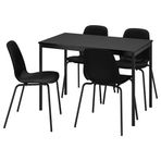 IKEA Sandsberg Siyah 4 Sandalyeli Mutfak Masası