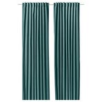 IKEA SANELA fon perde/2 kanat koyu gri-turkuaz - 90589887