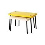 IKEA sehpa seti, sarı-huş görünüm, 2 parça