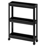 IKEA Servis Sehpası Siyah 54X18X71 cm Meridyendukkan Mutfak-Banyo Düzenleyicisi 3 Katlı Tekerlekli