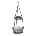 IKEA Siyah Renk Mutfak Askısı-Tel Sepet 2 Katlı Meridyendukkan 25X63 cm Asılabilir Galvanizli Çelik-Siyah