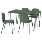 IKEA SKALSTA mutfak masası takımı koyu gri/yeşil mermer görünümlü/siyah/gri-Knaback gri/yeşil - 99609169