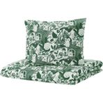 IKEA Skogsduva Çocuk Nevresim Takımı Beyaz Yeşil 150 x 200/50 x 60 cm - Yeşil - Beyaz - 200 x 150 cm