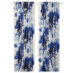 IKEA SKOGSNASSLA fon perde/2 kanat mavi-çiçek desenli - 40621031