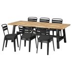 IKEA SKOGSTA/RAMSNAS yemek masası takımı akasya/siyah-antrasit/Vissle koyu gri - 99623716