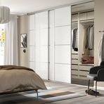 IKEA SKYTTA/FARVIK gömme dolap için sürgü kapak alüminyum-beyaz cam - 39424041