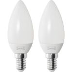 Ikea Solhetta LED Ampul E14 Işık Rengi: Sıcak Beyaz (2700 Kelvin) 250 Lm 2 Adet - Doğal Beyaz