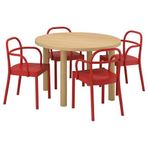 IKEA STOCKHOLM 2025 yemek masası takımı meşe kaplama-kırmızı - 39580003