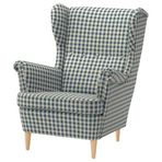 IKEA STRANDMON tekli koltuk Sulviken mavi-bej - 00613170