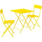 IKEA Sundso Katlanabilir Masa ve Katlanabilir Sandalye Seti Parlak Sarı 65 x 65 cm Mindersiz 2 Sandalyeli Kare