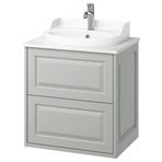 IKEA TANNFORSEN/TOLKEN/RUTSJÖN lavabo dolabı kombinasyonu açık gri-beyaz mermer görünüm - 29521047