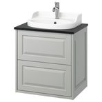 IKEA TANNFORSEN/TOLKEN/RUTSJÖN lavabo dolabı kombinasyonu açık gri-siyah mermer görünüm - 89521488