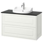 IKEA TANNFORSEN/TOLKEN/RUTSJÖN lavabo dolabı kombinasyonu beyaz-siyah mermer görünüm - 19514108