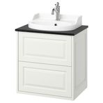 IKEA TANNFORSEN/TOLKEN/RUTSJÖN lavabo dolabı kombinasyonu beyaz-siyah mermer görünüm - 29521486