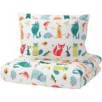Ikea Tek Kişilik Çocuk Nevresim Takımı Meridyendukkan Çok Renkli,Hayvan Baskılı-150 x 200/Çarşafsız - 120 x 180 cm - Açık Kahverengi