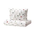 IKEA Tek Kişilik Nevresim Takımı, Beyaz-Çok Renkli 150X200/50X60 cm Pamuk Çiçek Desenli - 150 x 200 cm
