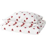 IKEA Tek Kişilik Nevresim Takımı Kalpli Kırmızı-Beyaz 150X200/50X60 cm %100 Pamuk - 150 x 200 cm - Kırmızı - Beyaz