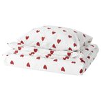 IKEA Tek Kişilik Nevresim Takımı MeridyenDukkan Kalpli Kırmızı-Beyaz 150x200/50x60 cm%100 Pamuk
