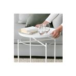 IKEA Tepsili Sehpa, Yuvarlak Beyaz Renk Meridyendukkan Çıkarılabilir Tepsi - Modern Sehpa 45x53 Cm