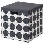 IKEA TJENA kapaklı kutu siyah-beyaz - 50601056