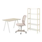IKEA TROTTEN/FLINTAN masa, sandalye ve dolap kombinasyonu bej-beyaz - 79436829
