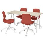 IKEA TROTTEN/LANGFJALL ofis masa ve sandalye seti bej beyaz-kırmızı-turuncu - 59552645