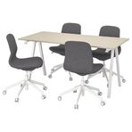 IKEA TROTTEN/LANGFJALL ofis masa ve sandalye seti bej beyaz-koyu gri - 29552642
