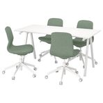 IKEA TROTTEN/LANGFJALL ofis masa ve sandalye seti beyaz-yeşil-gri - 99552648