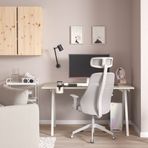 IKEA TROTTEN/MATCHSPEL oyuncu masası ve sandalyesi bej-beyaz açık gri - 79537753