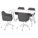 IKEA TROTTEN/TOSSBERG ofis masa ve sandalye seti beyaz-koyu gri - 39552712