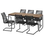 IKEA VASMAN yemek masası ve sandalye seti açık kahverengi-siyah - 89582679