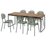 IKEA VASMAN yemek masası ve sandalye seti açık kahverengi/siyah-yeşil - 69581732