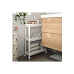 IKEA Vesken Servis Sehpası, Tekerlekli Çok Amaçlı Raf Beyaz, 54x18x71 Cm