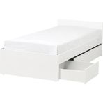IKEA Vıhals / Luröy Tek Kişilik Karyola Beyaz 90 x 200 cm 2 Çekmeceli