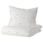 Ikea VÄNKRETS nevresim ve yastık kılıfı, 150 x 200 / 50 x 60 cm, nokta desenli, beyaz/pembe