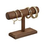 Ikee Design Antika Ahşap Teşhir Takı Aksesuar Standı, Mağaza, Vitrin ve Ev için Bilezik Scrunchie Tutucu Ekran, Kahverengi Renk, 20 cm G x 7,4 cm D x 14 cm Y