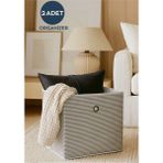 Iki Adet Gri Çizgili Kumaş Raf Düzenleyici Sepet 30X30X30CM - Antrasit