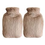 İki ADET SICAK SU TORBASI YAN CEPLİ BEJ PELUŞ TERMOFOR 27x17x2cm 1 LİTRE