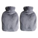 İki ADET SICAK SU TORBASI YAN CEPLİ GRİ PELUŞ TERMOFOR 27x17x2cm 1 LİTRE